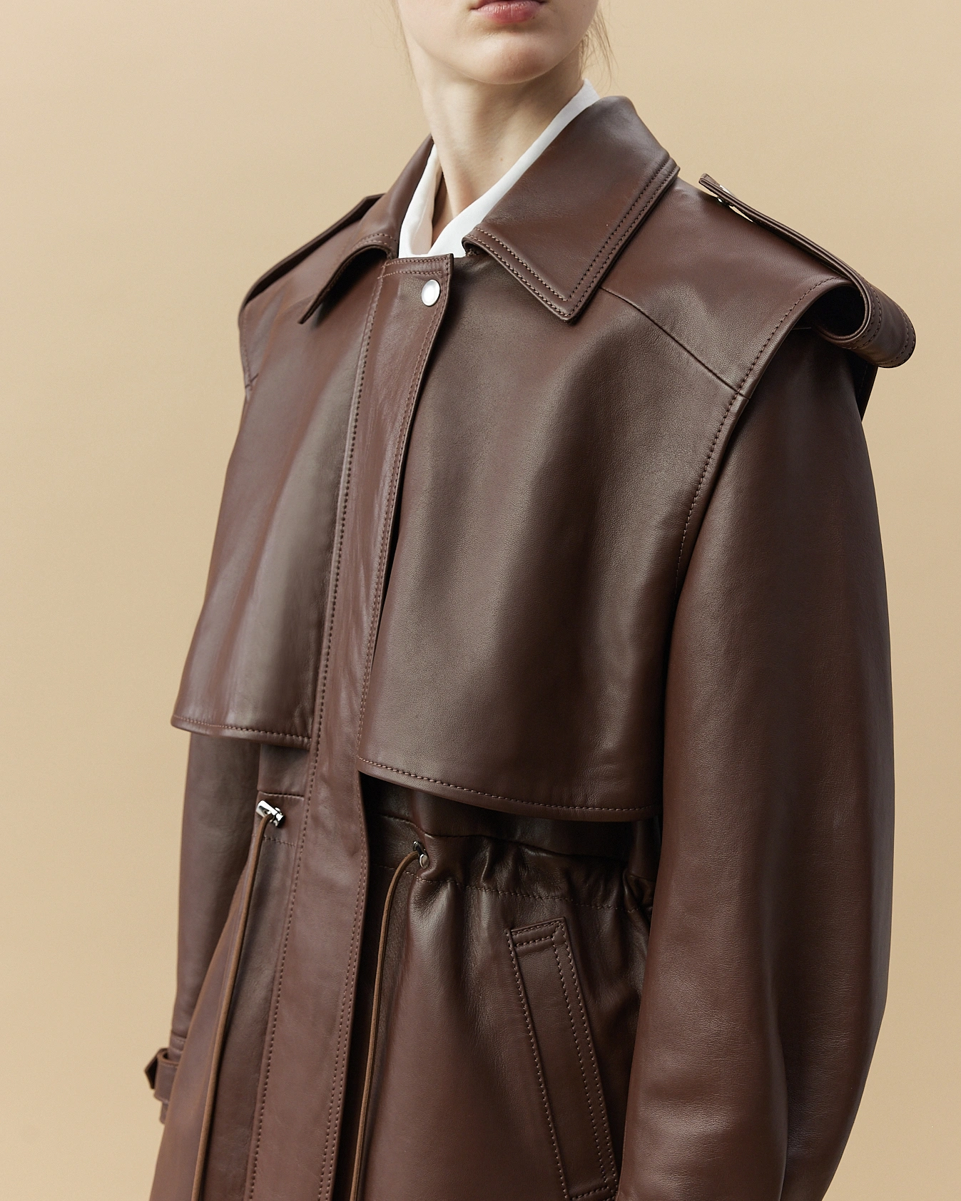 Leather Parka in Brown — фото 3