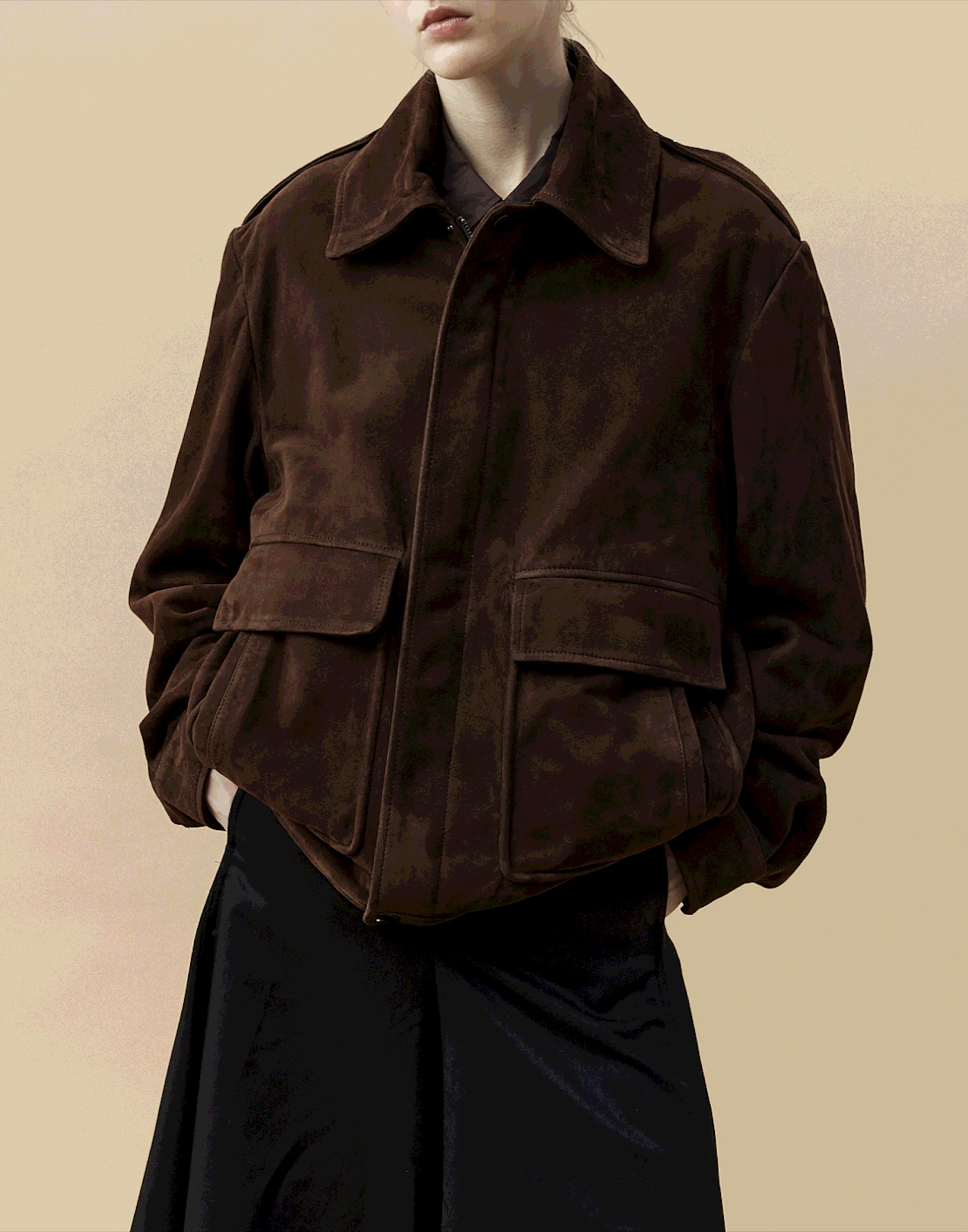 Suede Coach Jacket in Bronze — фото 3