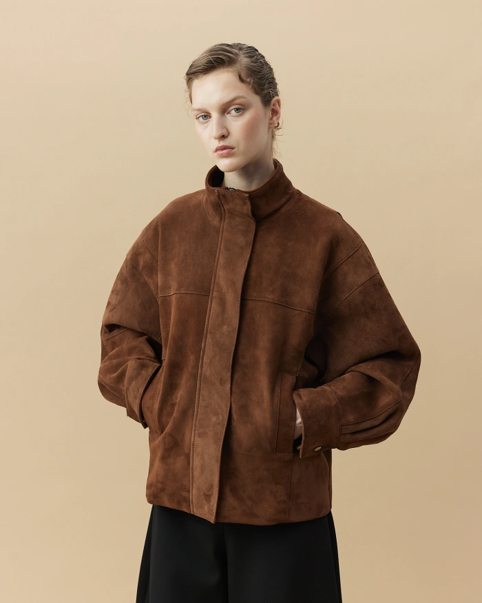 Suede Blouse Jacket in Ginger