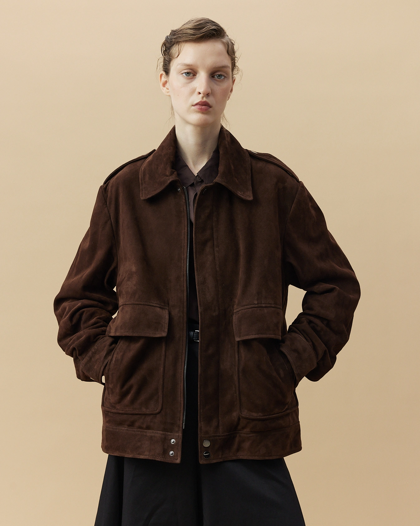 Suede Coach Jacket in Bronze