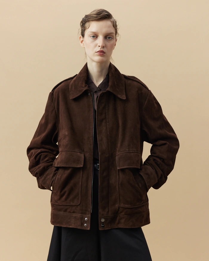 Suede Coach Jacket in Bronze